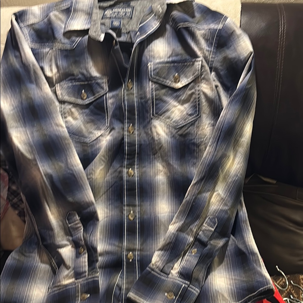 American Rag Blue Plaid Shirt - Picture 2 of 8